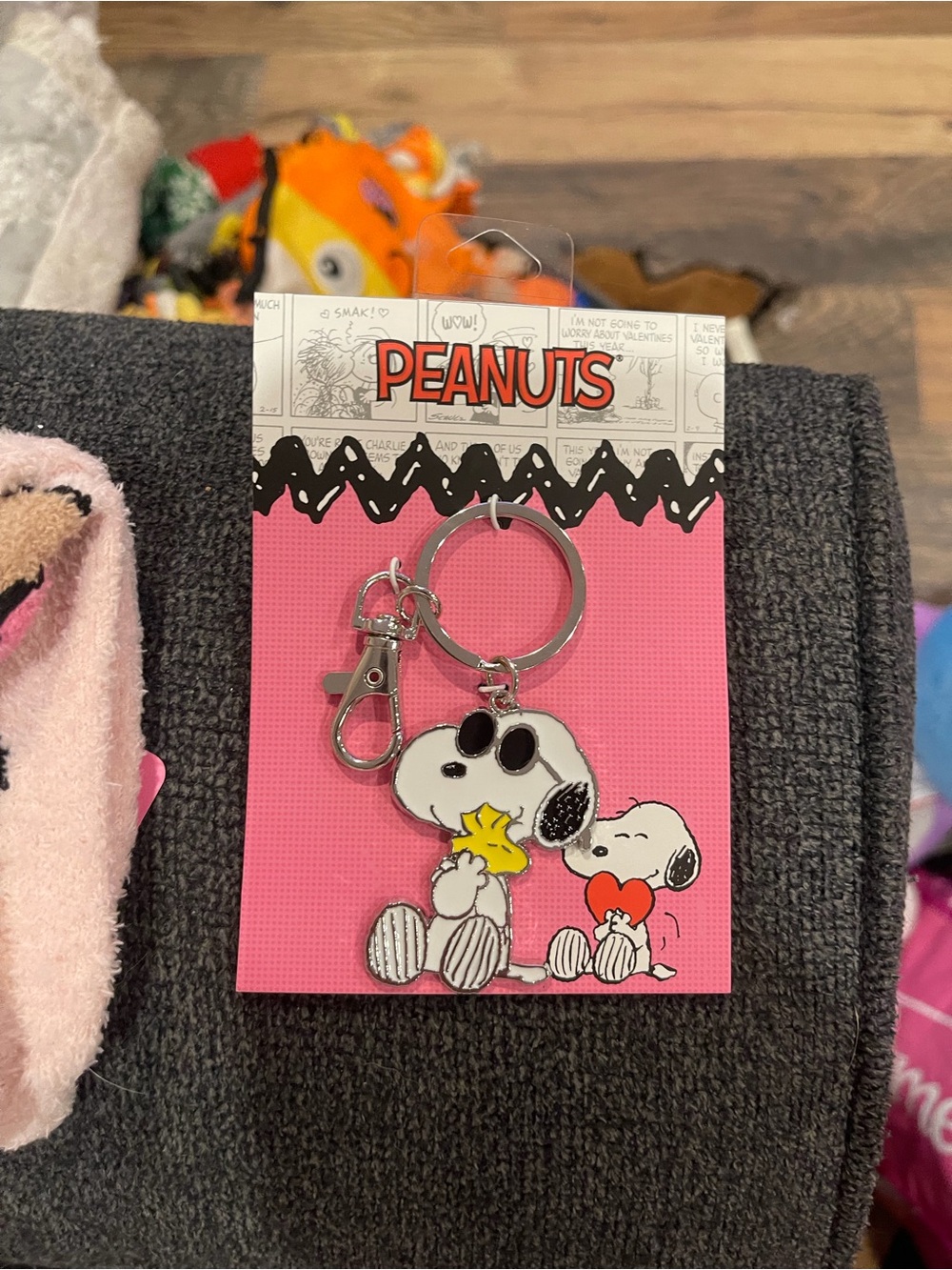 Peanuts Snoopy & Woodstock Keychain - Pink
